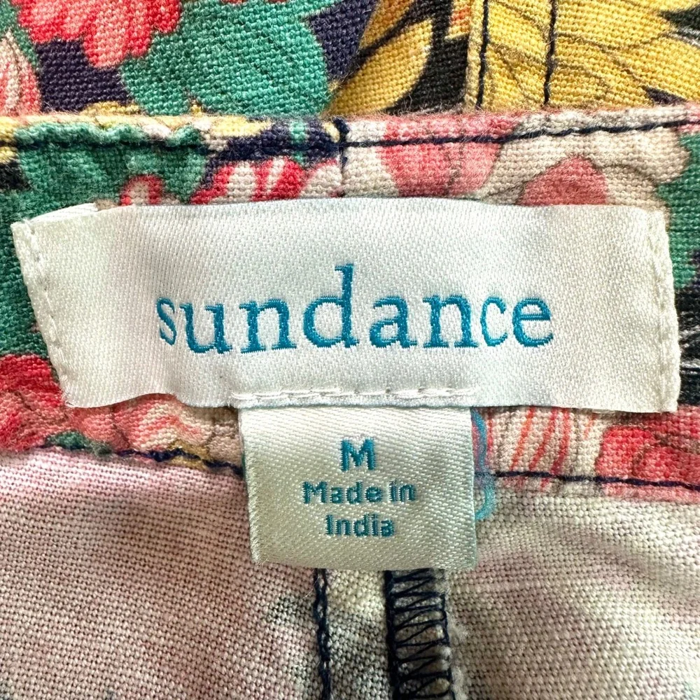 SUNDANCE Floral Kalil Shorts Cuffed Linen Cotton Boho Tassel Women's M Summer - Picture 5 of 6